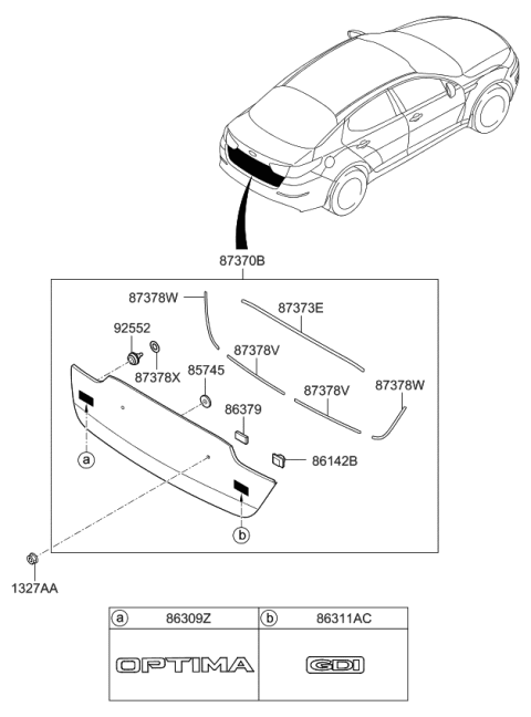 2014 Kia Optima Moulding Assembly-Back Panel Diagram for 873702T920