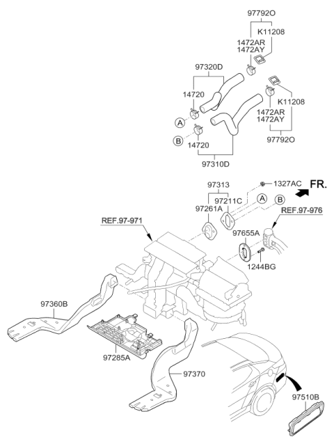 2015 Kia Optima Duct-Rear Heating RH Diagram for 973702TAA0