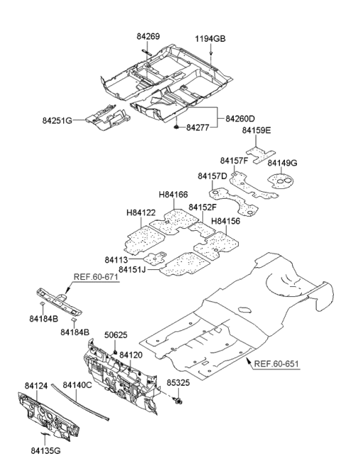 2009 Kia Spectra Mat Assembly-Floor Diagram for 842602F101CQ