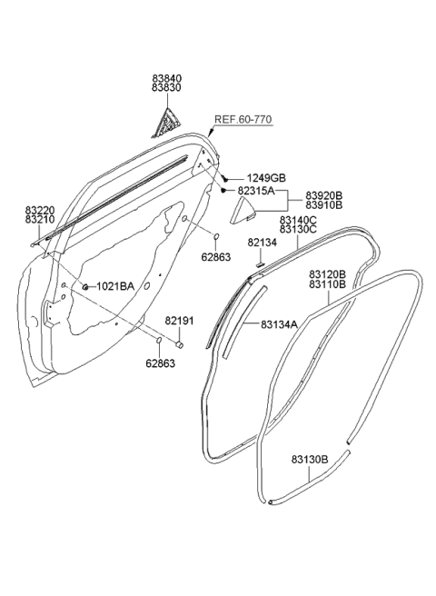 2009 Kia Spectra Rear Door Moulding Diagram