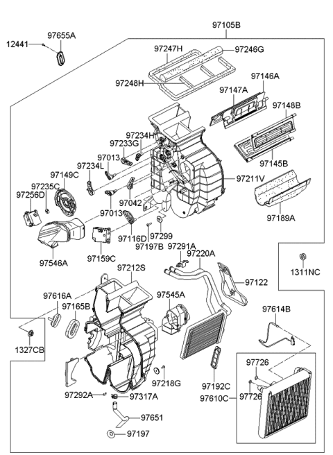2009 Kia Spectra Heater System-Heater & Evaporator Diagram 1