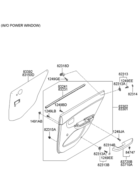 2007 Kia Spectra Rear Door Trim Diagram 1