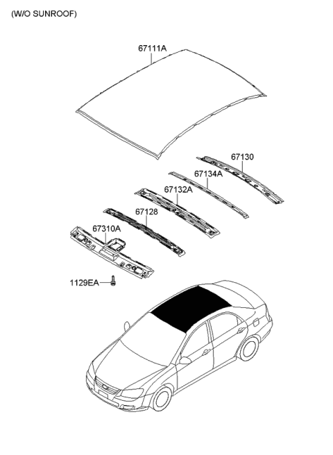 2009 Kia Spectra Roof Panel Diagram 1