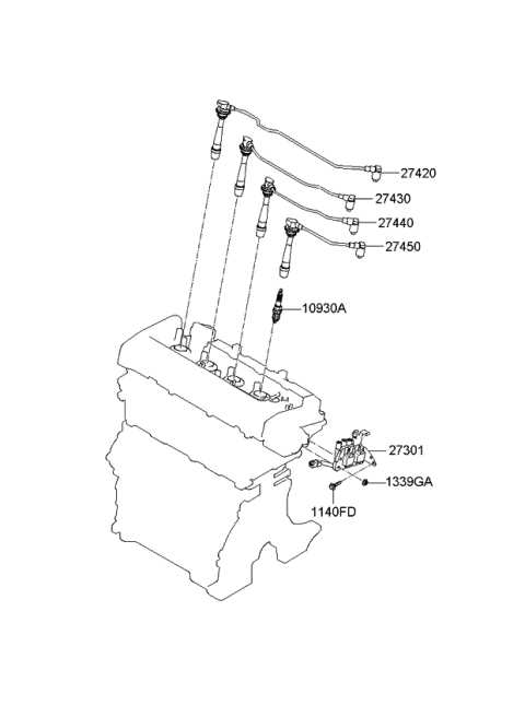 2009 Kia Spectra Spark Plug & Cable Diagram