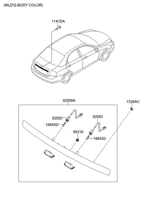 2009 Kia Spectra License Plate & Interior Lamp Diagram 2