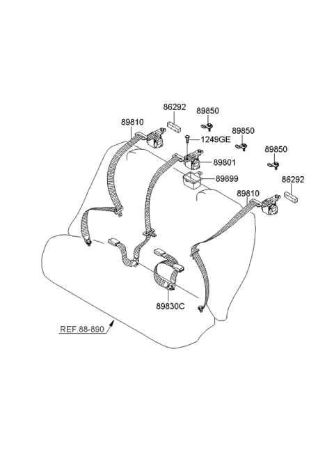 2007 Kia Spectra Rear Seat Belt Assembly Left Diagram for 898102F50087