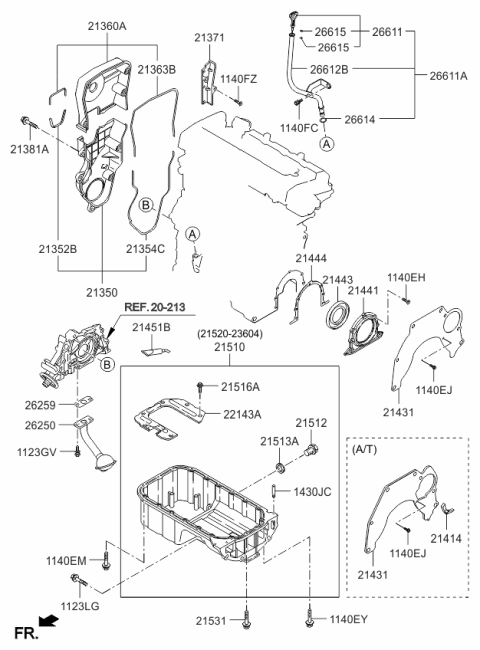 2007 Kia Spectra Belt Cover & Oil Pan Diagram 1