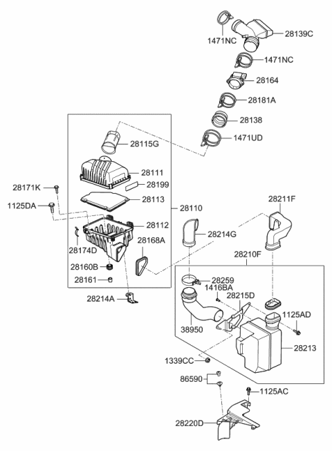 2009 Kia Spectra Air Cleaner Diagram 1