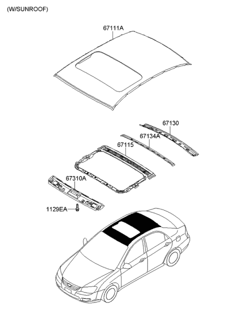 2009 Kia Spectra Roof Panel Diagram 2