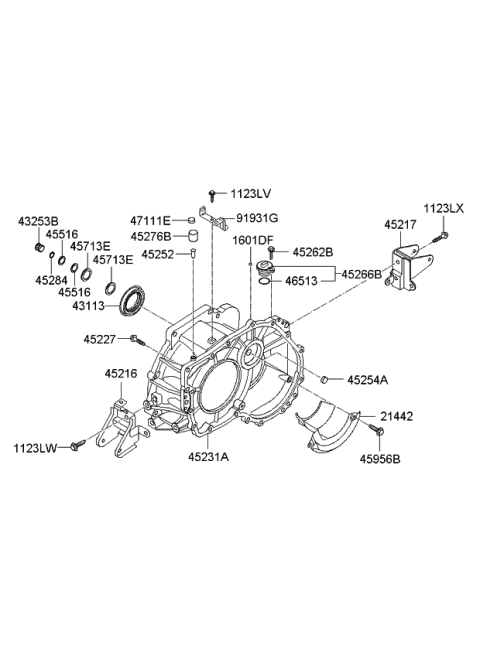 2007 Kia Spectra Auto Transmission Case Diagram 1