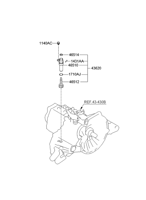 2009 Kia Spectra Speedometer Driven Gear-Manual Diagram