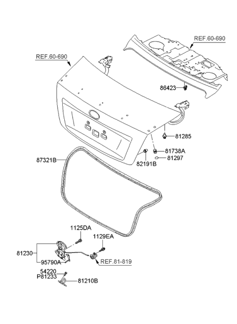 2008 Kia Spectra Trunk Lid Trim Diagram