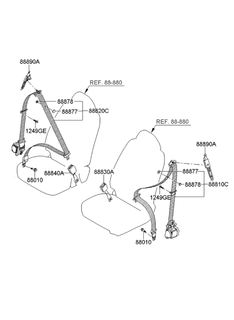 2008 Kia Spectra Belt-Front Seat Diagram