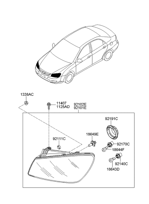 2009 Kia Spectra Head Lamp Diagram