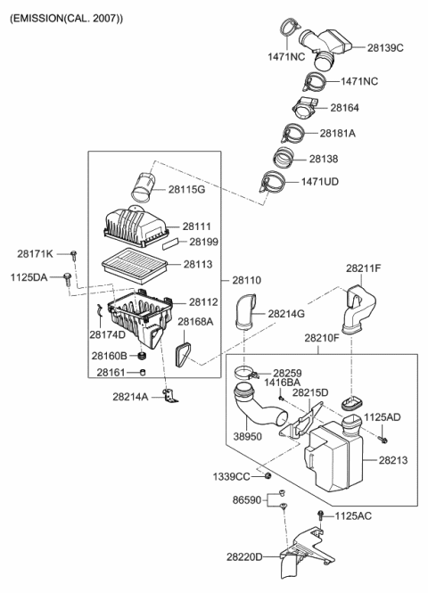 2008 Kia Spectra Air Cleaner Diagram 2