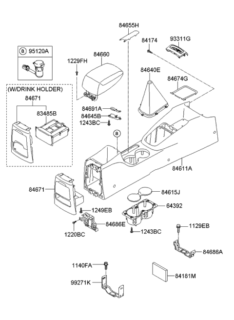 2009 Kia Spectra Plate-Console Upper Cover Diagram for 846552F100NM