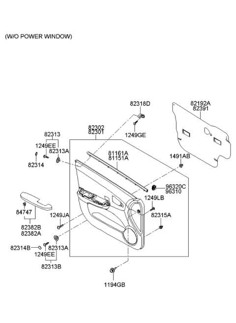 2007 Kia Spectra Trim-Front Door Diagram 1