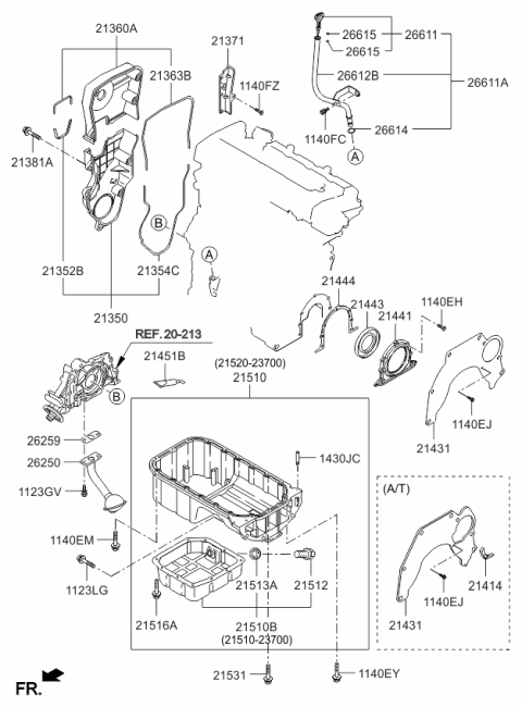 2009 Kia Spectra Belt Cover & Oil Pan Diagram 2