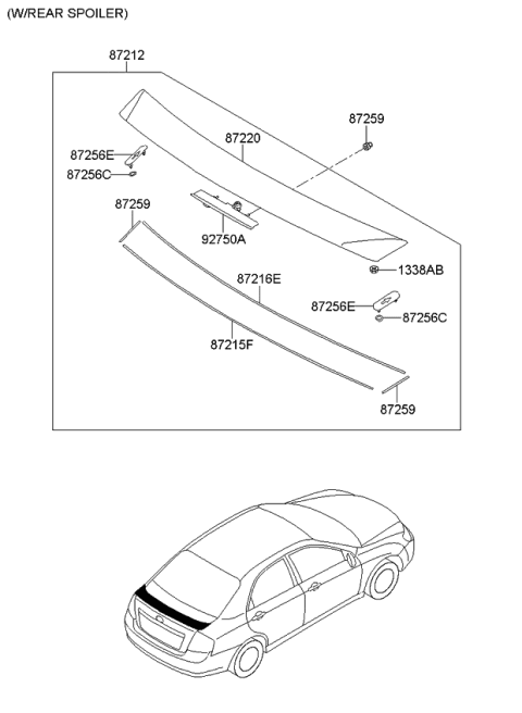 2007 Kia Spectra Roof Garnish & Roof Rack Diagram 2