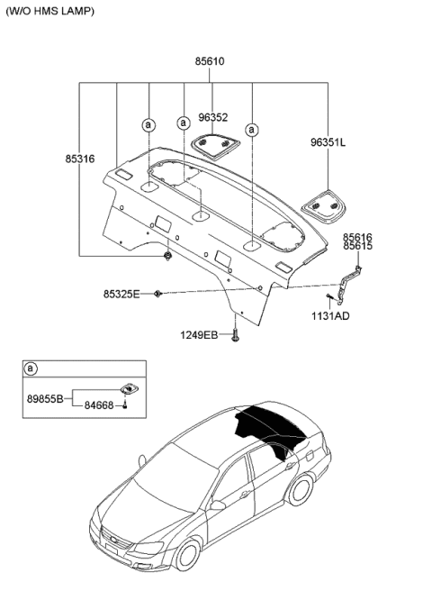 2008 Kia Spectra Rear Package Tray Diagram 1