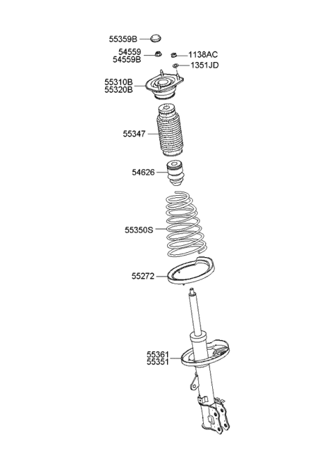 2009 Kia Spectra Rear Shock Absorber Dust Cover Diagram for 553252D000