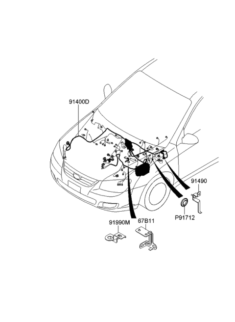 2008 Kia Spectra Wiring Assembly-Control Diagram for 914522F181