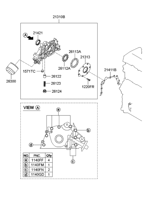 2007 Kia Spectra Front Case & Oil Filter Diagram