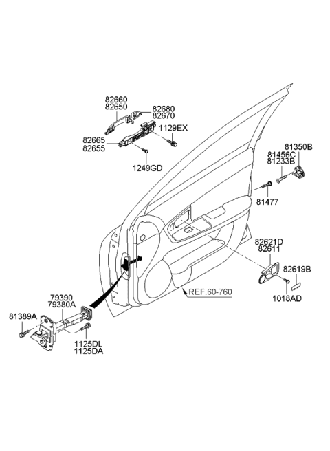 2008 Kia Spectra Cover-Front Door Outside Handle Diagram for 826802F050