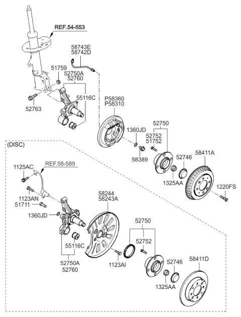 2008 Kia Spectra Disc-Rear Brake Diagram for 584112F100