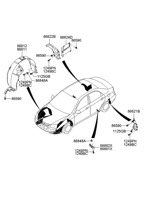 2009 Kia Spectra Wheel Guard Diagram