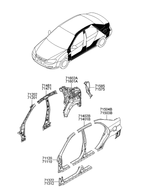 2007 Kia Spectra Panel Assembly-Rear Combination L Diagram for 715752F500