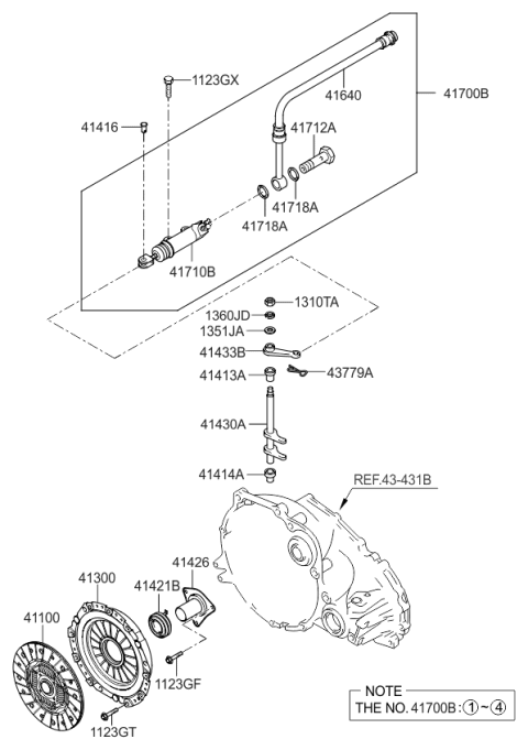 2007 Kia Spectra Clutch & Release Fork Diagram