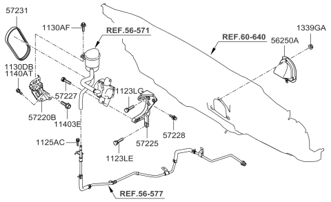 2007 Kia Spectra Power Steering Hose & Bracket Diagram