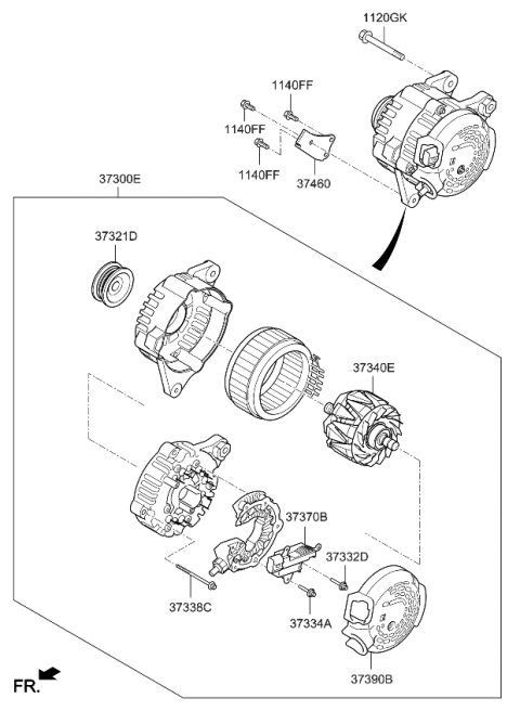 2022 Kia Forte Pulley Assembly Diagram for 3732204950