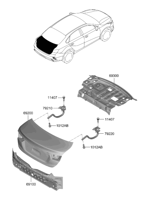 2023 Kia Forte Back Panel & Trunk Lid Diagram