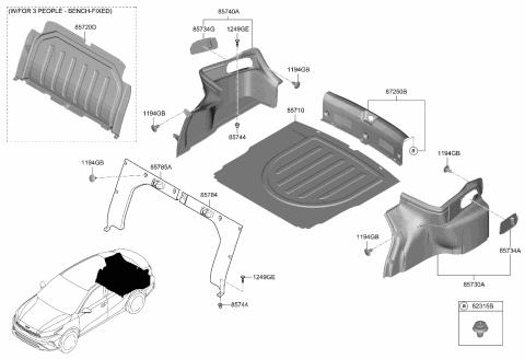 2023 Kia Forte Cover-Luggage Side,L Diagram for 85738M7000WK