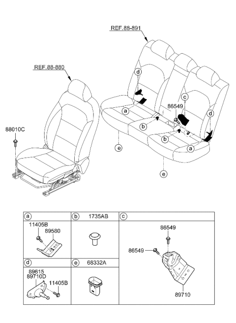 2023 Kia Forte Hinge Assy-Rear Seat Diagram for 89T30M7000