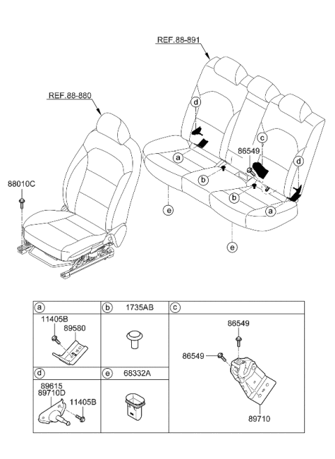 2023 Kia Forte HINGE ASSY-REAR SEAT Diagram for 89T10M7000