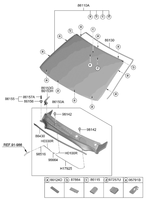 2022 Kia Forte Windshield Glass Diagram