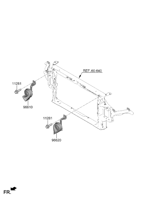 2023 Kia Forte Horn Assembly-High Pitch Diagram for 96621M7000