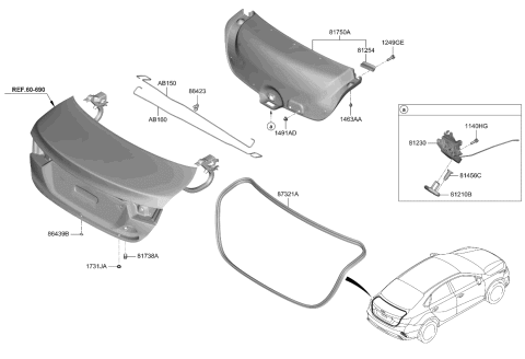 2022 Kia Forte Trunk Lid Latch Assembly Diagram for 81230M7030