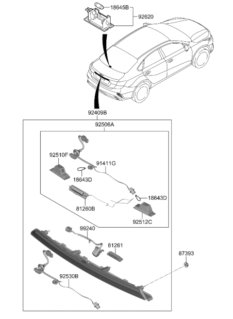 2023 Kia Forte LAMP ASSY-CENTER GAR Diagram for 92409M7810