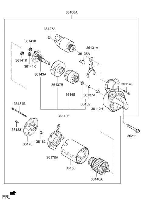 2023 Kia Forte Starter Assembly Diagram for 361002B814