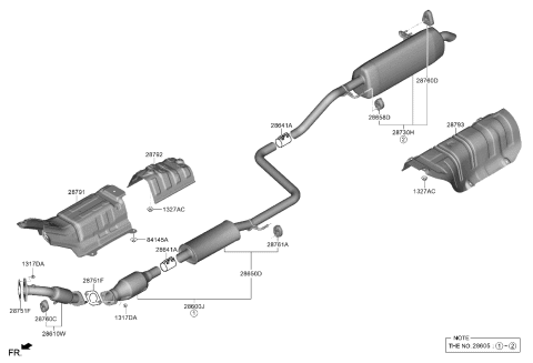 2023 Kia Forte Center Muffler Assembly Diagram for 28650M7520
