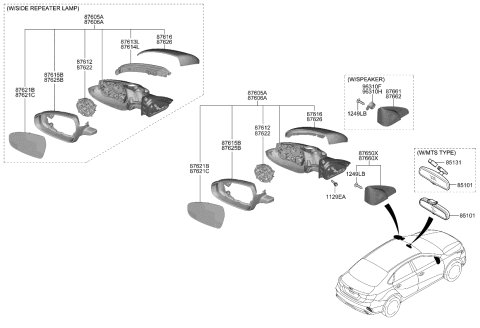 2023 Kia Forte Rear View Inside Mirror Assembly Diagram for 85101E4000
