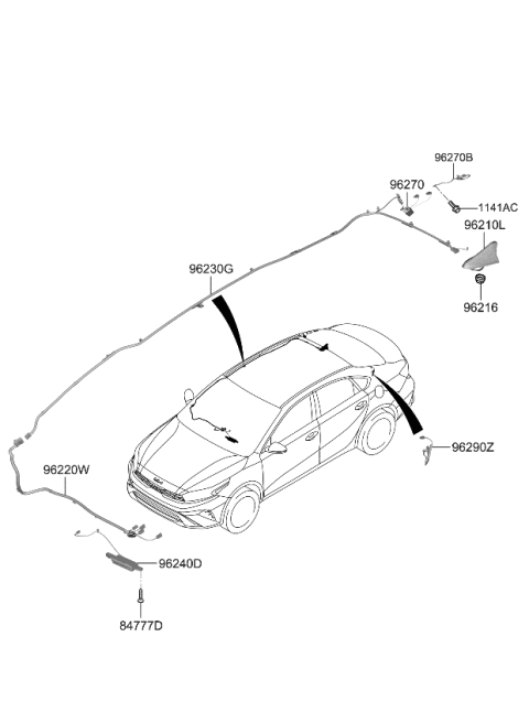 2022 Kia Forte ANTENNA ASSY-COMBINA Diagram for 96210M7410EB