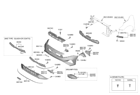 2023 Kia Forte GRILLE-FRONT BUMPER Diagram for 86530M7600
