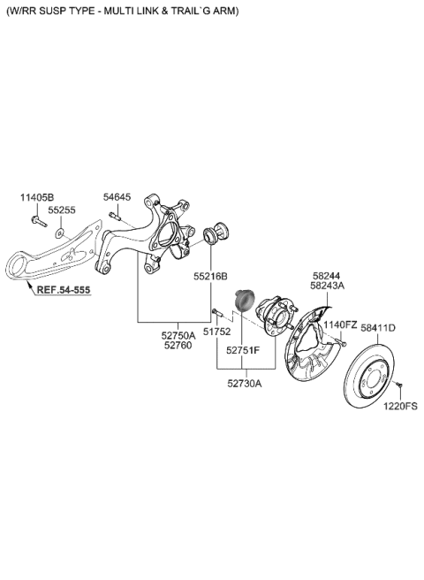 2022 Kia Forte Rear Wheel Hub & Bearing Assembly Diagram for 52730G3AA0