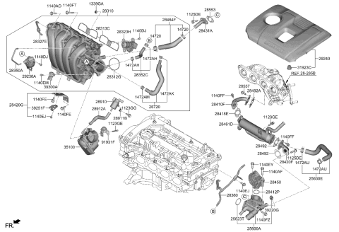 2023 Kia Forte Gasket-Throttle Body Diagram for 283122E000