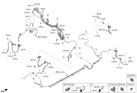 2022 Kia Forte HOSE-BRAKE REAR,LH Diagram for 58737M6400